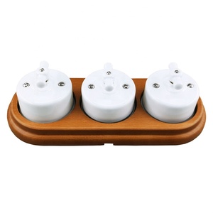 Interruttori a Muro in Ceramica Vintage Retrò <span class=keywords><strong>con</strong></span> Cornice <span class=keywords><strong>Tripla</strong></span> in Legno, Vendita all'Ingrosso - Product Image 1