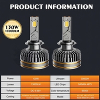 Ampoule de phare LED universelle Canbus pour voiture, 6000K, 30000lm, 12V, 130W, IP68, compatible H4/H11/9005/H13/881, accessoires automobiles en gros