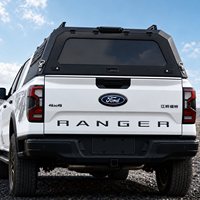 Couverture de benne en alliage d'aluminium sur mesure pour Ford Ranger/Everest - Fenêtre coulissante unilatérale avec aileron arrière sans panneau décoratif/verre, sans perçage