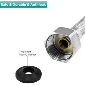 Conector de Tubería Flexible de 1/2" X 1/2", Acero Inoxidable Trenzado, Conexión BSP, Manguera Flexible, Repuesto para Bricolaje - Product Image 2