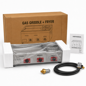 เตาแก๊ส LPG เชิงพาณิชย์ พร้อมเตาทอด GH-710 สเตนเลสสตีล 2-in-1 แบบตั้งโต๊ะ พร้อมระบบควบคุมแยกอิสระ - Product Image 6
