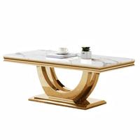 Ensemble de table basse et table d'appoint en acier inoxydable de luxe italien, table d'appoint moderne en marbre pour salon, hôtel et maison
