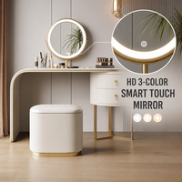 Ensemble de coiffeuse moderne de luxe convertible en bois de chêne, meubles pour chambre d'hôtel et salon, table de maquillage en panneau MDF avec miroir éclairé
