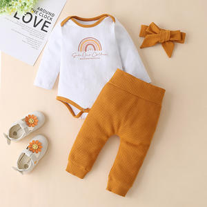 Set di pagliaccetto per neonata Set <span class=keywords><strong>3</strong></span> pz Set di <span class=keywords><strong>abbigliamento</strong></span> per bambini in cotone <span class=keywords><strong>3</strong></span>-6 <span class=keywords><strong>mesi</strong></span> primavera autunno vestiti per neonati - Product Image 2