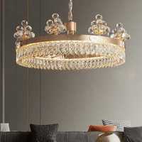 Lustre en cristal doré Zeal Lighting, luminaire suspendu rond à LED avec décor en grappe de raisins pour salon