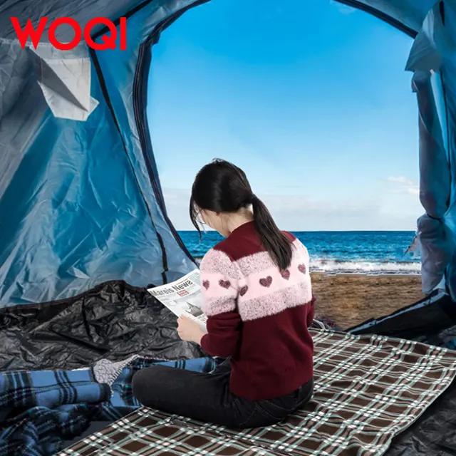 WOQI Seasonal Warmth High Quality Plush Camping Sleeping Bag with Inner Lining for Adult and Youth Travel Sleeping Bag