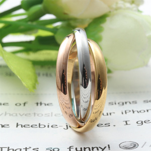 Juego de Anillos de Acero de Titanio de Tres Colores, Joyería de Moda para Mujer, Regalo, Acero Inoxidable Brillante, Estilo Punk Retro 23033 - Product Image 2
