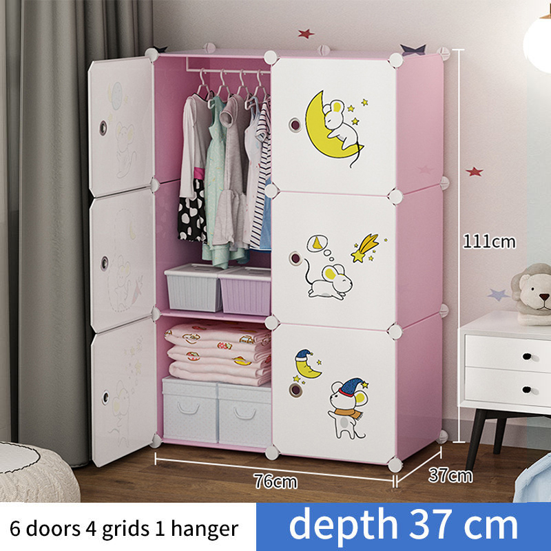 Pink 6 doors 4 grids 1 hanger
