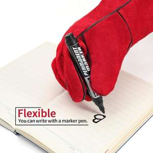 Guantes DE SEGURIDAD DE CUERO Partido de vaca roja con puño largo forrado completo económico para el trabajo del trabajador del soldador Guantes de soldadura Mig - Product Image 3