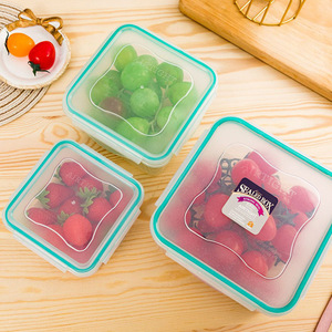 Ensemble de 3 contenants alimentaires carrés en plastique avec couvercles à fermeture à pression pour réfrigérateur - Product Image 4