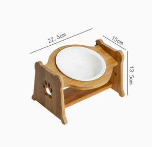 Wooden Ceramic Pet Bowl <b>Stand</b> 2 In 1 Adjustable Anti Tip Feeding Bowls Raised <b>Food</b> And Water Dish For <b>Dogs</b> And Cats - Product Image 4