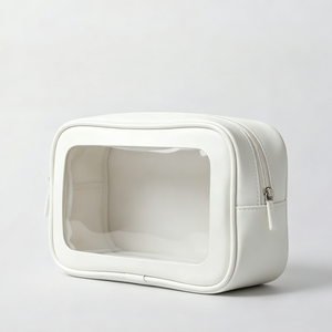 White PU Leather Women Makeup Bag PU Waterproof Cosmetic Bag Printed Loo Durable <b>Toiletry</b> Bag for Daily use - Product Image 4
