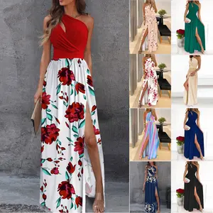 2024, популярное женское модное платье, французское пикантное платье с разрезом на одно плечо, с открытыми рукавами, с полыми цветами, большие размеры, летнее платье