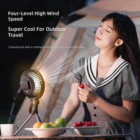 Ventilateur de camping extérieur K18, ventilateur de plafond portable pour tente, alimenté par USB, trépied autoportant, lumière nocturne bicolore
