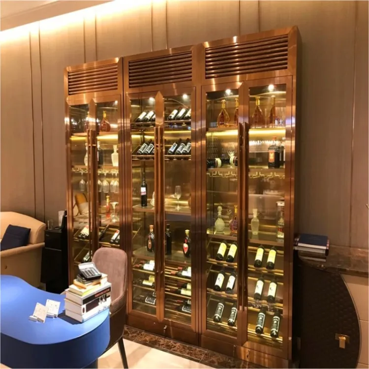 Оптовая продажа высокое качество Ресторан Металлический стеклянный винный шкаф винный дисплей полка