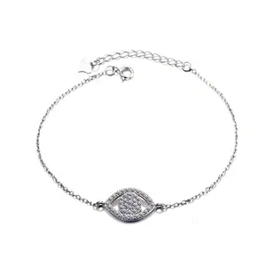 Simple Jewelry Silver 925 Eyes Bracelet Hand Made Thin Chain Bangle for Girls