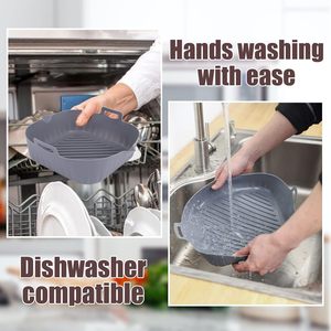 Non-Stick Reusable Silicone Baking Pan Square Air Fryer <b>Liners</b> Silicone Foldable Air Fryer Pot 8.5 Inch Silicone <b>Airfryer</b> <b>Liner</b> - Product Image 4