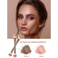 Pinceau de maquillage professionnel unique avec manche plat Pinceau à poudre pour yeux/fard à paupières à double tête pour cosmétiques pour le visage