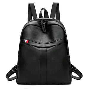 女士 PU 皮革简单设计休闲 Daypack 时尚旅行背包为女孩黑色