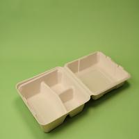 Boîte à clapet en bagasse à 3 compartiments, sans PFAS, compostable, en pulpe de canne à sucre, conteneur alimentaire jetable pour restaurant