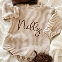 Ensemble barboteuse bébé en tricot bio, coupe ample, tons neutres, doux, à manches longues, pour nouveau-né