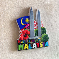 Objets de Décoration Moderne Personnalisés Résine Peinte à la Machine 3d Touristique Malaisie Kuala Lumpur Souvenir Aimant de Réfrigérateur