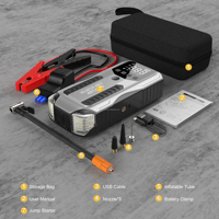 Démarreur de voiture 4000A 24000mAh 12V avec gonfleur de pneus 150PSI, booster de batterie au lithium, charge rapide pour camion et SUV