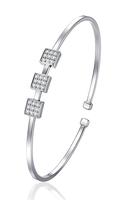 Bracelet jonc en moissanite en argent sterling 925, triple grappe carrée, géométrique, minimaliste, élégant, jonc ouvert pour femme