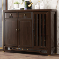 Meuble buffet d'entrée traditionnel en noyer de luxe rétro, avec rangement à lattes, pour salon et école - Vente en gros directe usine