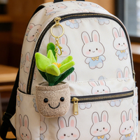 Porte-clés en peluche mignon en forme de pot de fleurs de lys avec motif brodé, rembourré en coton PP, pour sacs à main, sacs à dos et cadeaux pour enfants