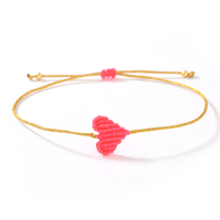 Bracelets d'amitié en macramé Micomacrame originaux, en corde cirée fluorescente et colorée, avec breloque cœur d'amour simple et tendance, bijoux délicats