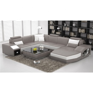 Conjunto de sofás en forma de U para el hogar, Color gris/Rojo/Negro Blanco, personalizado, de cuero genuino, para sala de estar - Product Image 1