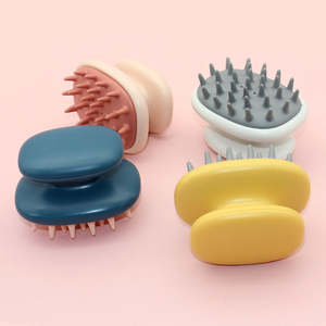 Lngrid Hot Selling Waterproof Non-slip Handle Soft <b>Silicone</b> Shampoo Brush Hair Scalp Massager Detangling Scalp Care Dispenser - Product Image 5