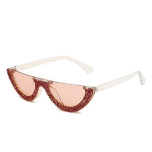Demi-monture marque de luxe Designer rose diamant lunettes de soleil pour femmes <span class=keywords><strong>2023</strong></span> <span class=keywords><strong>lune</strong></span> décroissante cristal lunettes De soleil Lunettes De Soleil Femme - Product Image 6