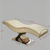 Lit de pose de cils ergonomique incurvé noir mat avec base en forme de croix, lit d'extension de cils, lit de spa beauté