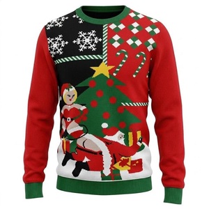 Custom Pattern Light up Christmas Sweater, 2026 Jacquard Knit LED <strong>Jumper</strong> for <strong>Men</strong> Women Plus Size - Product Image 4