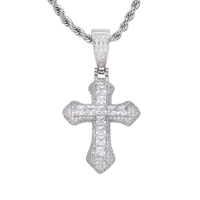Collier Hip Hop avec pendentif croisé en Zircon AAA, vente en gros, corde de diamant en verre, chaîne ras du cou