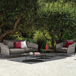 Outdoor Patio 4 Pieces Leisure Lounge Couch Set Furniture Modern <b>Waterproof</b> Woven Rope Garden Sectional Set - Product Image 3
