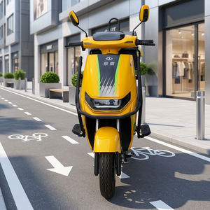Moped électrique de livraison avec selle marron et double amortisseur à ressort hélicoïdal arrière pour le service de livraison de repas sur le campus - Product Image 1