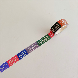 <span class=keywords><strong>Cinta</strong></span> adhesiva <span class=keywords><strong>washi</strong></span> personalizada de una sola cara con letras de arcoíris, activada por agua y con adhesivo termofusible para decoración. - Product Image 3