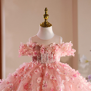 Robe de Fée Haut de Gamme pour Filles de 1 à 10 Ans, Modèle Fantaisie avec Appliques Florales, Idéale pour Mariages - Vente en Gros - Product Image 3
