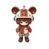Figurine articulée en PVC ABS OEM, casque de robot à oreilles de souris, poupée rétro pour garçon, jouet avec emballage personnalisé
