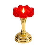 Lampe Bouddha électronique en plastique en forme de lotus, porte-bougie, lampe d'offrande, ornement, lumière longue durée, alimentée par piles, lampe de rivière