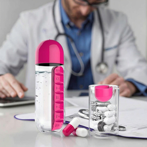 Boîte à médicaments ronde portable en plastique de 7 jours, colorée, avec gobelet détachable et rappel, en PP, vente en gros - Product Image 5