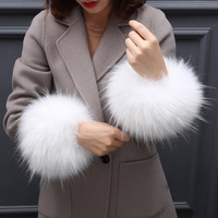 Manches en fausse fourrure de renard et raton laveur pour femme, poignets à chaud, anneaux de poignet, Parka tendance, vestes décoratives, manteau, mode hiver