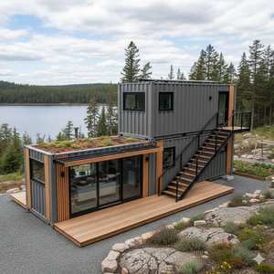 Maison moderne en conteneurs maritimes à 2 étages avec terrasse sur le <span class=keywords><strong>toit</strong></span> et balcon, villa préfabriquée de luxe pour complexe hôtelier ou Airbnb, aménagement personnalisable - Product Image 4