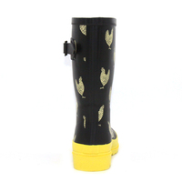Bottes de pluie en caoutchouc pour femmes, imprimé Teckel tendance, avec boucle latérale réglable, imperméables, pour jardin et extérieur