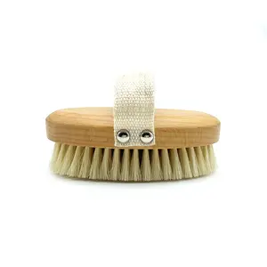 beech wood bath brush boar bristle body dry brush Elastic Band & Metal Rivets Brush