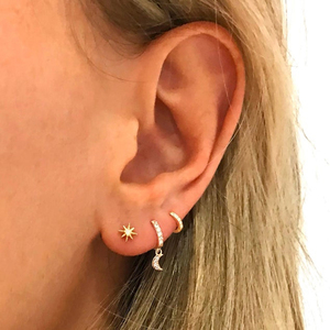 ROXI 2021 Boucles d'oreilles pendantes étoile et lune en zircon, boucles d'oreilles huggies pour femmes en argent S925 - Product Image 4