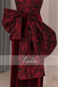 RuolaiLDR6577セクシーなウエディングストラップレス3Dフラワーシースパーティーガウン取り外し可能なボウロングイブニングドレス女性用 - Product Image 6